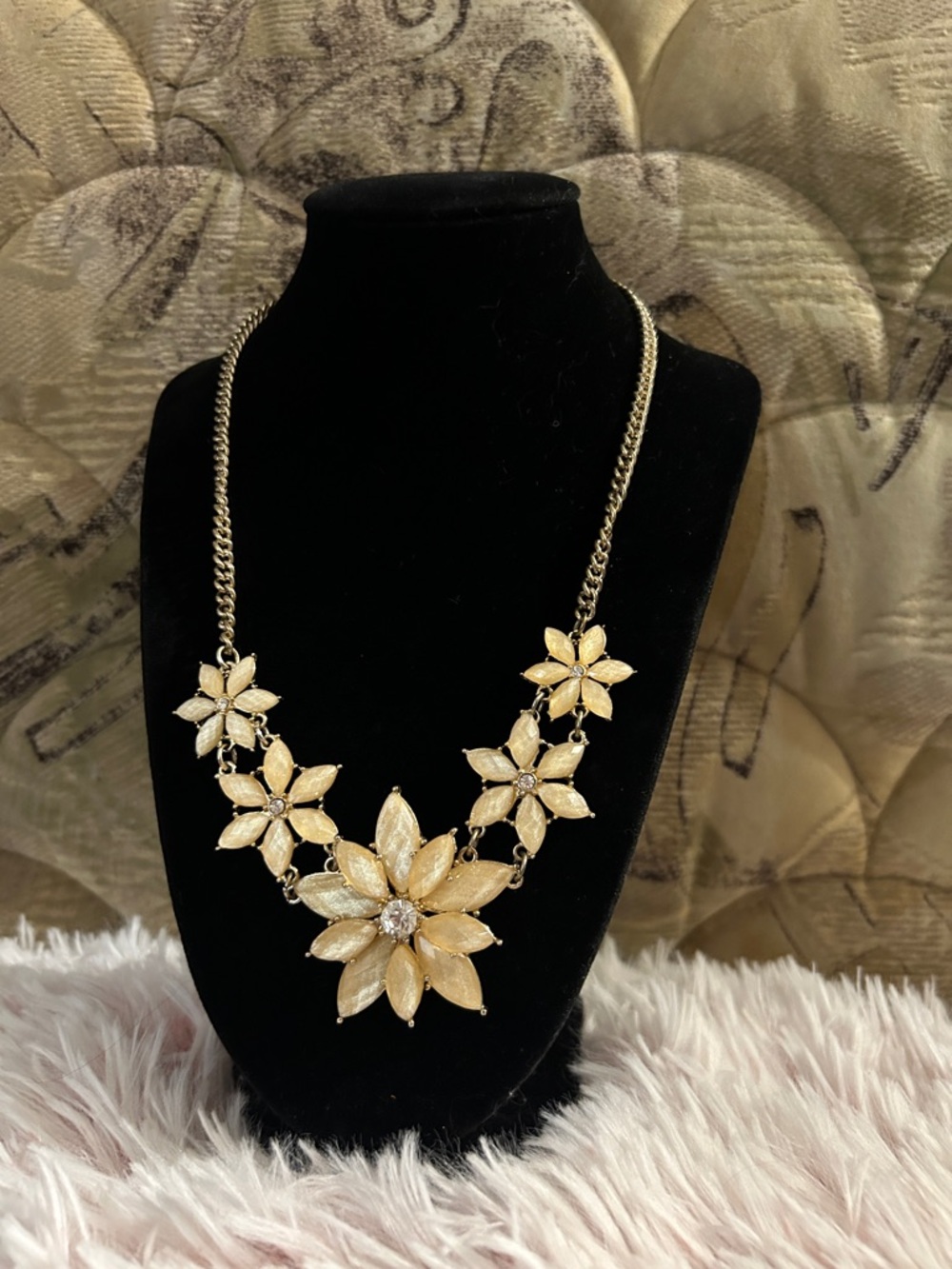 Vintage Gold Floral Statement Necklace
